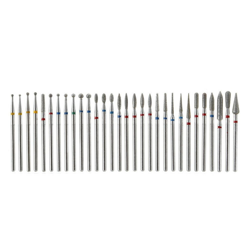 Greenzech (A) 30Pcs Diamond Grinding Head Tungsten Carbide Grinding Polishing Bits For Nail