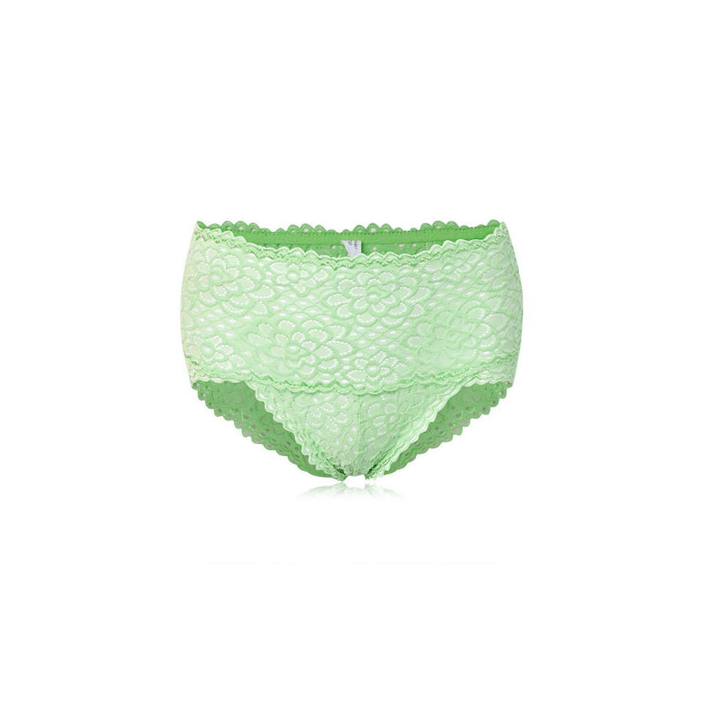 (Light Green) Bamboo Fiber Sexy Floral Lace High Waist Seamless Underwear