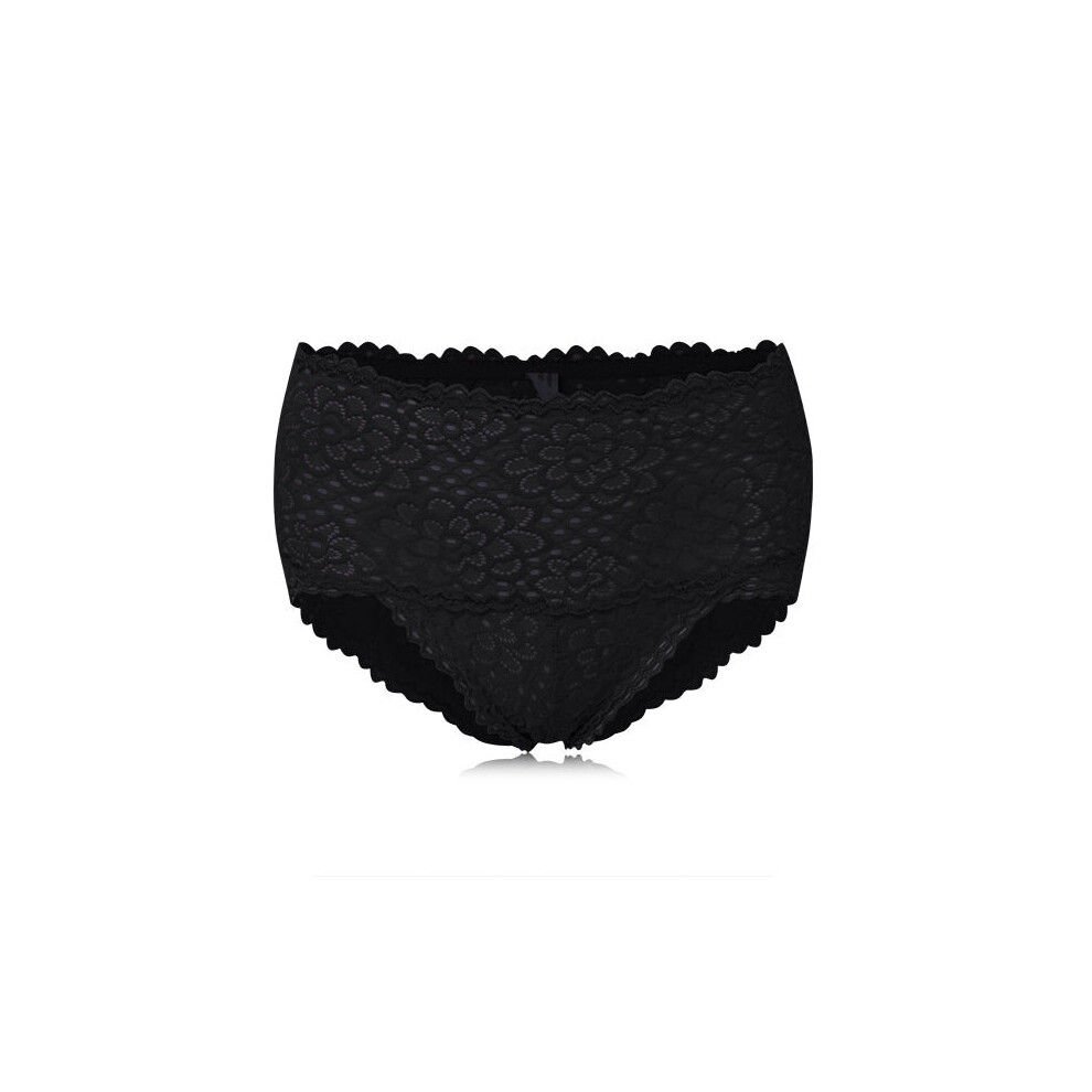 (Black) Bamboo Fiber Sexy Floral Lace High Waist Seamless Underwear