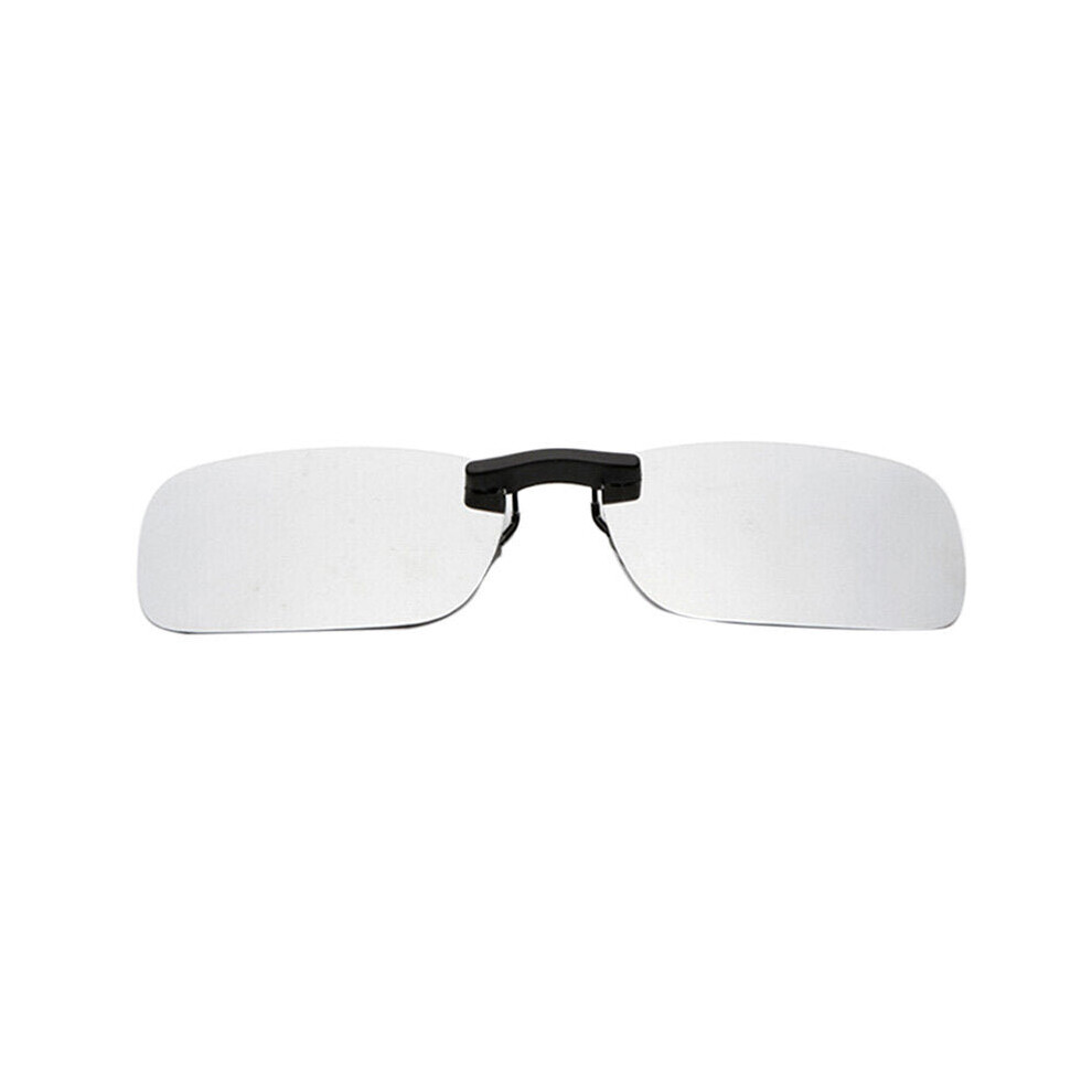 (White Silver) Sunglasses Polarized Clip On Driving Day Vision UV400 Lens Night Vision