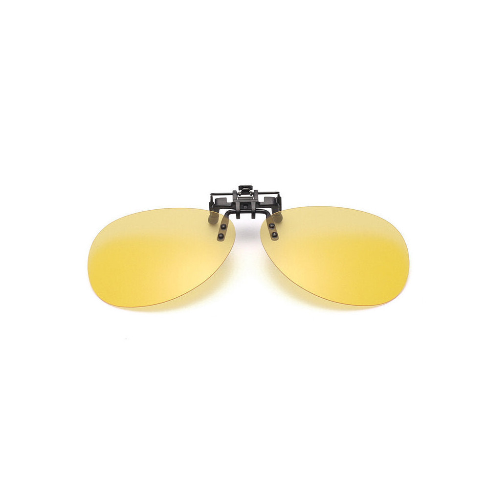 (Yellow) Sunglasses Mirror Pilot Polarized Clip on Night Vision Lens Anti-fog