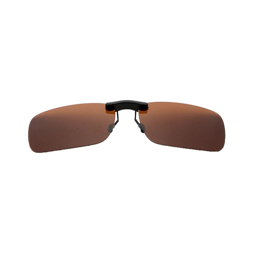 (Tawny) Sunglasses Polarized Clip On Driving Day Vision UV400 Lens Night Vision