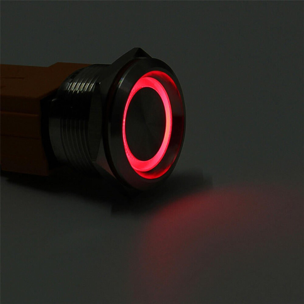 (Red) 22mm 12V 24V 15A 3000W Metal Latching Switch Angel Halo LED Illuminated Power Switch