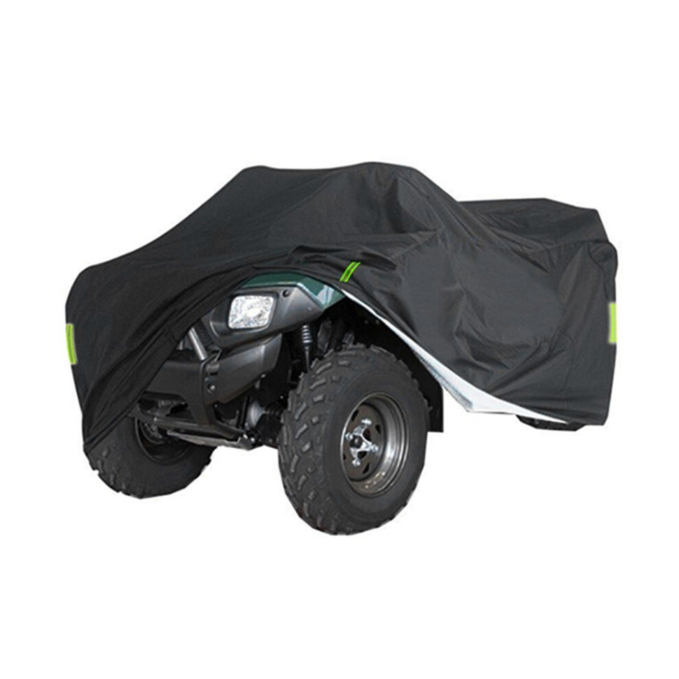 (all black, M-145x85x98cm) Universal Heavy Duty ATV ATC Cover Waterproof Dustproof Anti-UV Ripstop Beach Vehicle Outdoor Protector with Night Reflecti