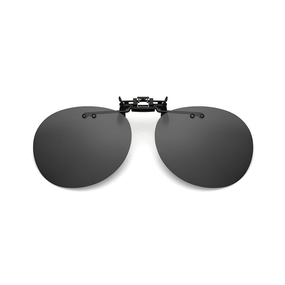 (Black grey) Unisex Sunglasses Clip on Polarized UV400 Driving Fishing Camping Travel