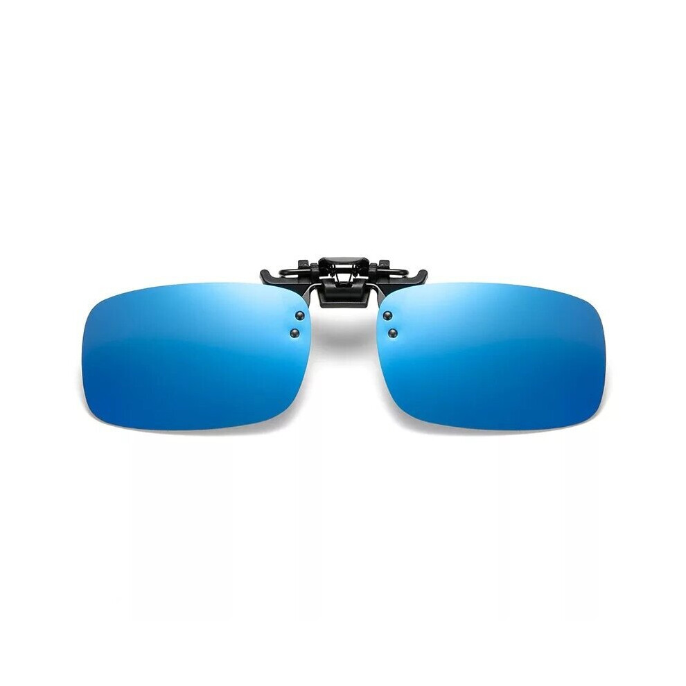 (Blue) Unisex Sunglasses Polarized Clip on For Driving Cycling Night Vision Square