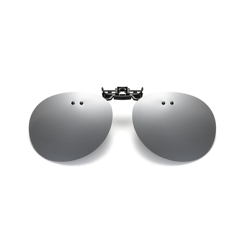 (Silver) Unisex Sunglasses Clip on Polarized UV400 Driving Fishing Camping Travel