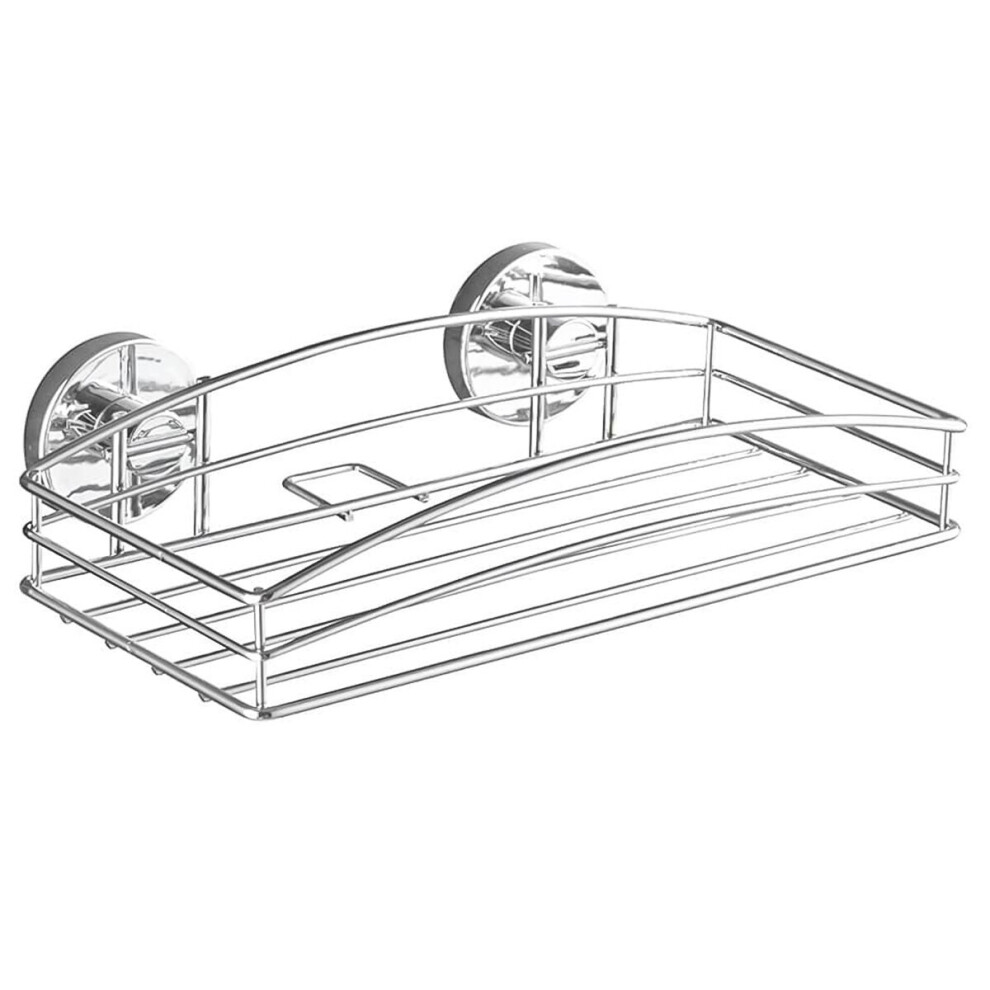Wenko Vacuum-Loc Wall Shelf - 26 x 6.6 x 14 cm, Chrome Finish, Space-Saving Bathroom and Kitchen Storage Solution, Easy Installation Without Drilling
