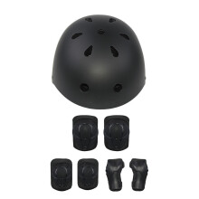 (Black) 7PCS/Set Children Sport Protective Gear Set Kids Cycling Roller Skateboard Helmet+Knee Elbow Pads+Wrist Protector