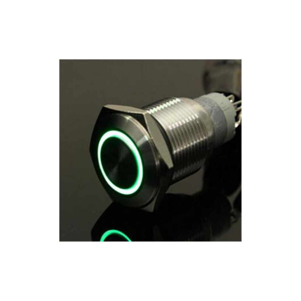 (Green) DC 24V Push Button Self-reset Momentary Switch LED Light