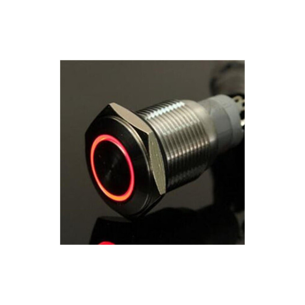 (Red) 12V 19mm Momentary Push Button Switch Waterproof Switch