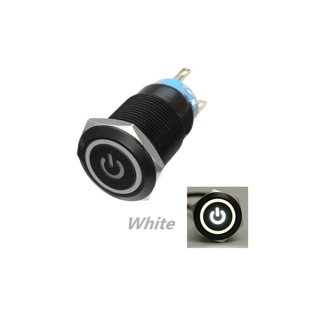 (Green) 12V 5 Pin 19mm Led Metal Push Button Momentary Power Switch Waterproof Switch Black