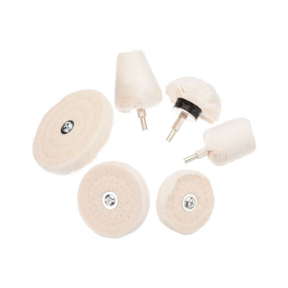 6Pcs Buffing Pad Polishing Mop Wheel Pads Kit For Drill Buffer Polish Wheels 3654659283702