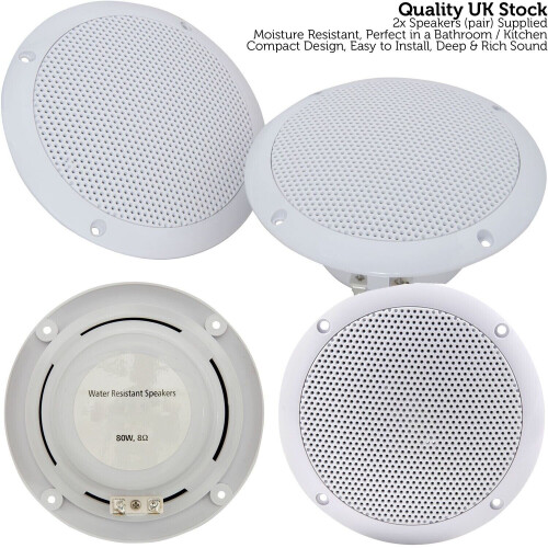 Loops 100W Bluetooth Wall Mounted Amplifier & 4x 80W Stereo Ceiling Speaker Kit 2