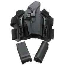 (Black) Adjustable 4-in-1 Tactical Holster Leg Belt Magazine Belt Mollle Military Storage Bag Hunting Fishing