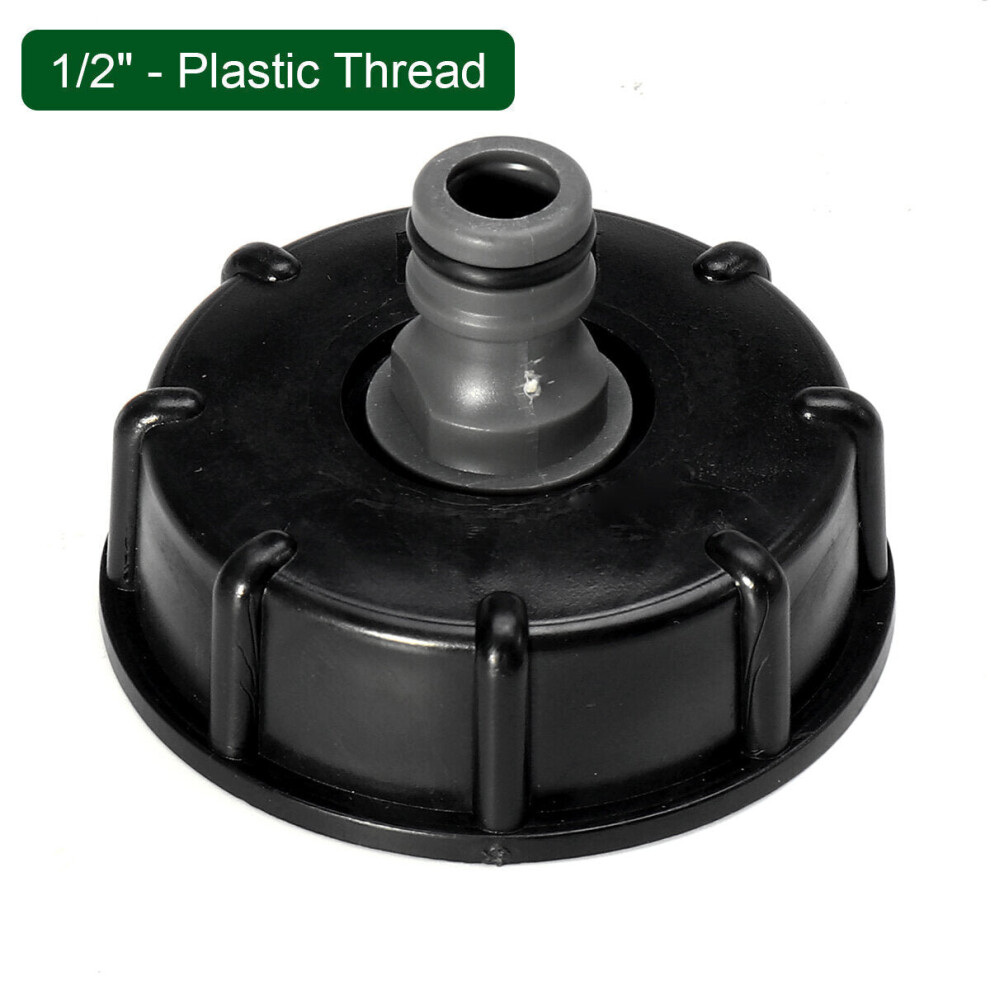 (1/2"Plastic Thread) Tank Garden Hose Threaded Cap 1/2" 3/4" Adapter Connector Fitting Black