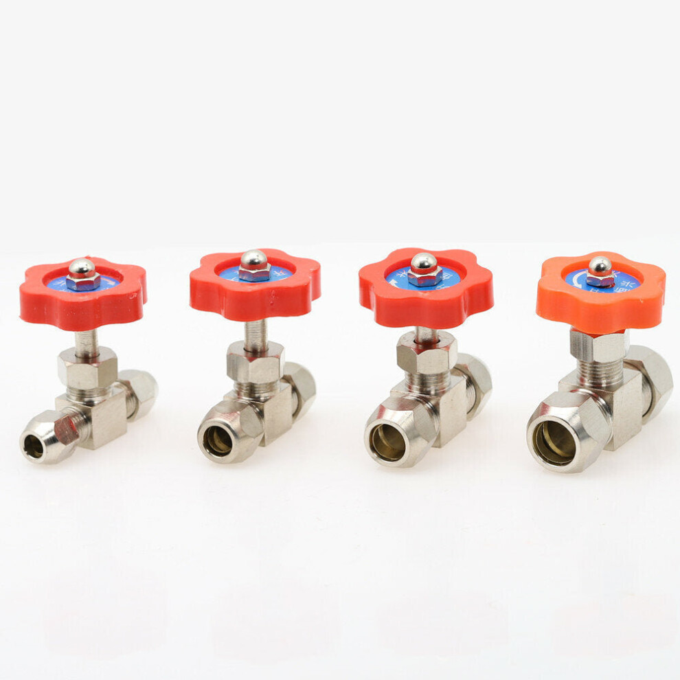 (12mm) Ball Balve 6mm 8mm 10mm 12mm Pipe Orange Plastic Handle Metal High Pressure Durable Tube Needle Type Globe Valve