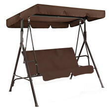 (Brown) 2 Seats Garden Swing Canopy Cover Seat Cover Waterproof Hammock Chair Spare Patio Replacement Awning