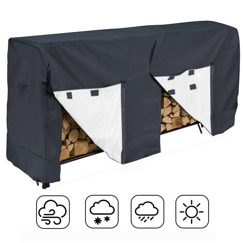 (250 x 65 x 110cm) Waterproof Outdoor Patio Garden Firewood Rack Log Waterproof Cover Heavy Duty Wood Storage Dustproof Protection Cover Zippered