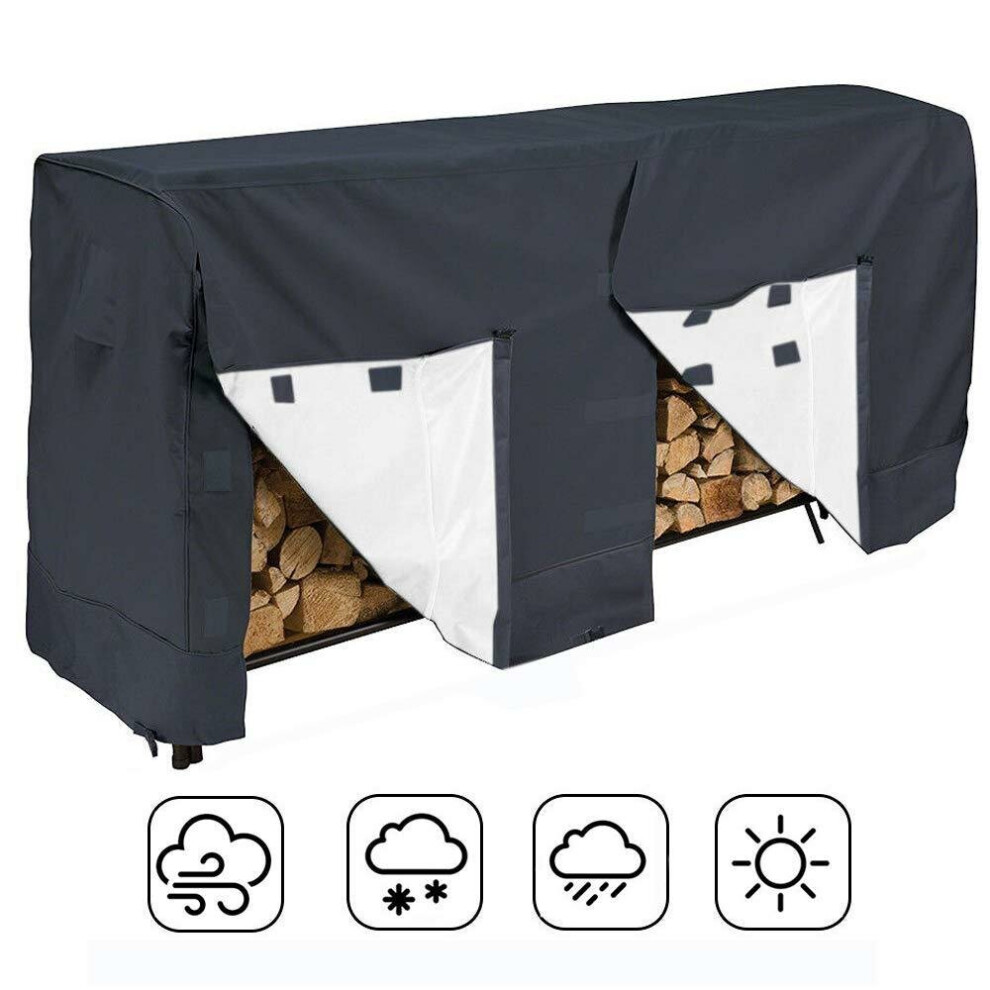 (250 x 65 x 110cm) Waterproof Outdoor Patio Garden Firewood Rack Log Waterproof Cover Heavy Duty Wood Storage Dustproof Protection Cover Zippered