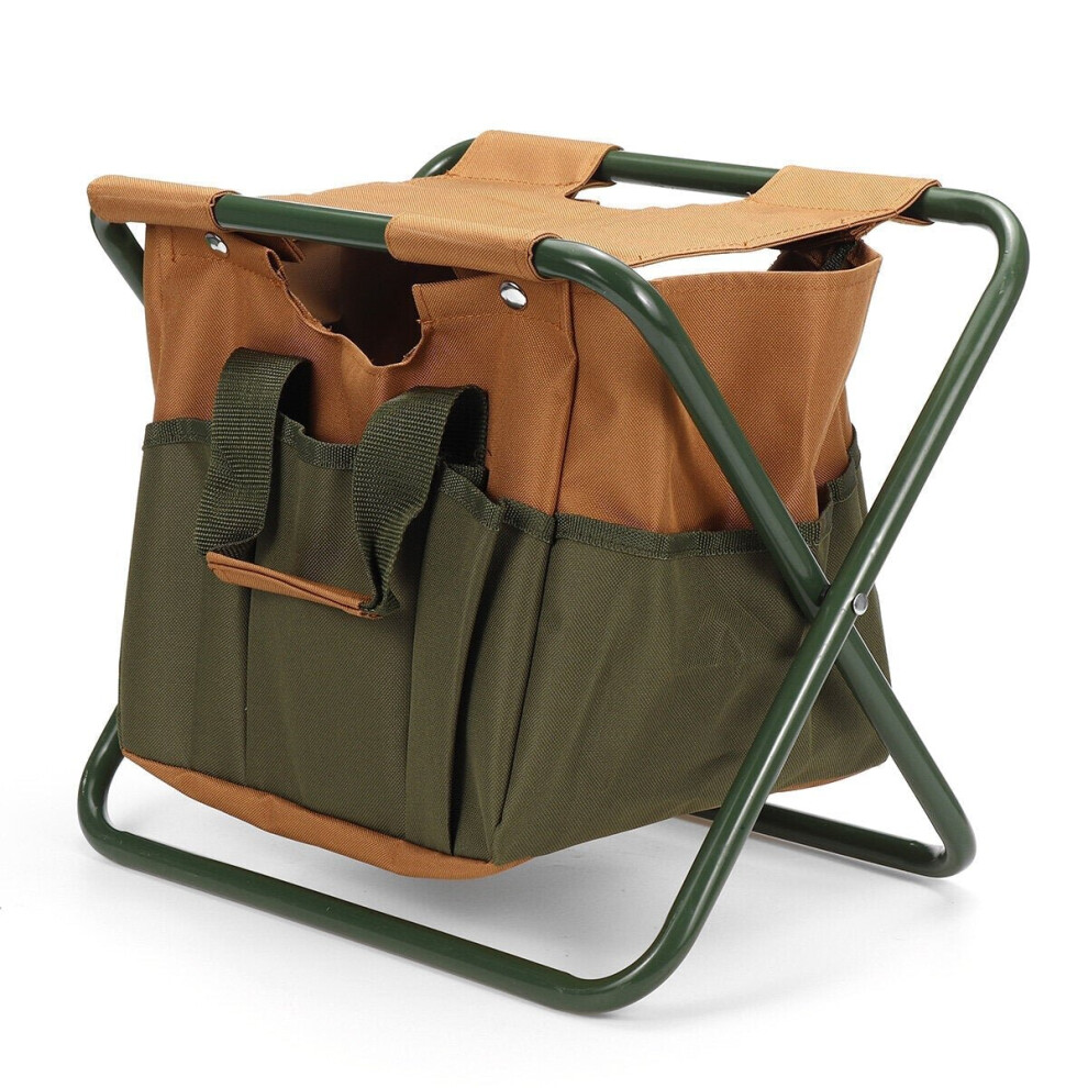 (Khaki) Folding Foldable Camping Chair Garden Picnic Fishing Outdoor Seat Storage Bag