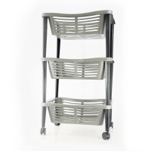 Basket On Wheels 3 Tier Wheel Mounted Trolley Household Storage Rack Organiser