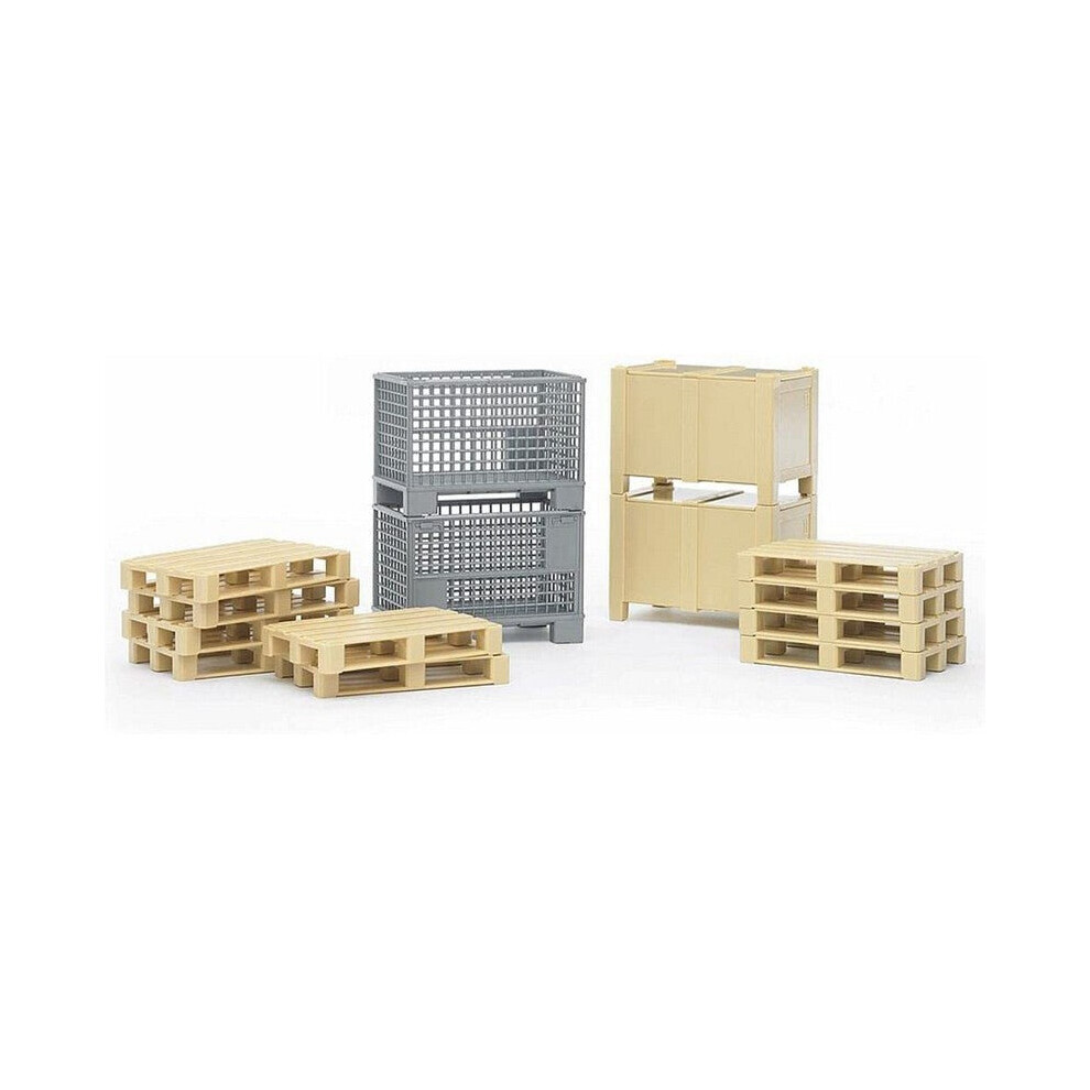 Bruder Logistics Set Pallets And Cage Attachments 1:16 Scale