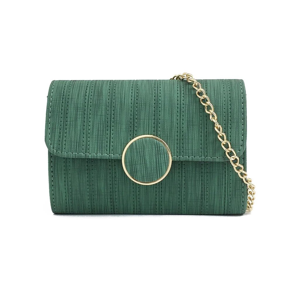 (Green) Women Shoulder Bag Crossbody Messenger Chain O-Ring Clutch Small