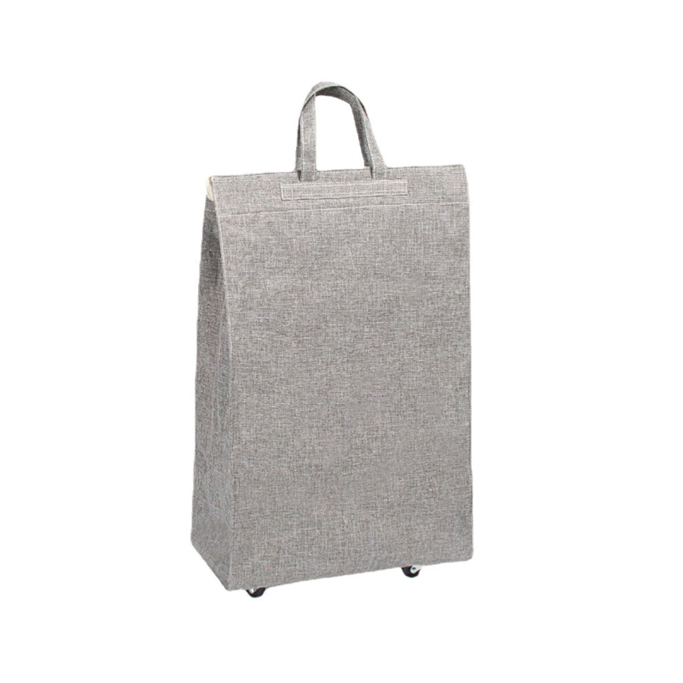 (Gray) 2 In 1 Pulley Bag Shopping Bag Portable Luggage Bag Camping Travel Storage Handbag