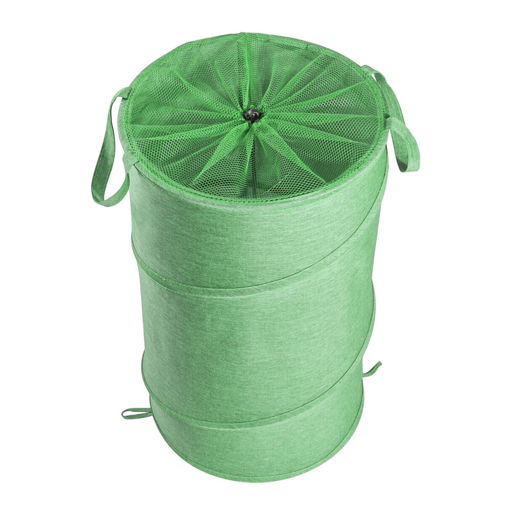 (Green, B) 38x38x64cm Oxford Cloth Laundry Basket Washing Clothes Storage Bag Folding Basket Bin with Wheels