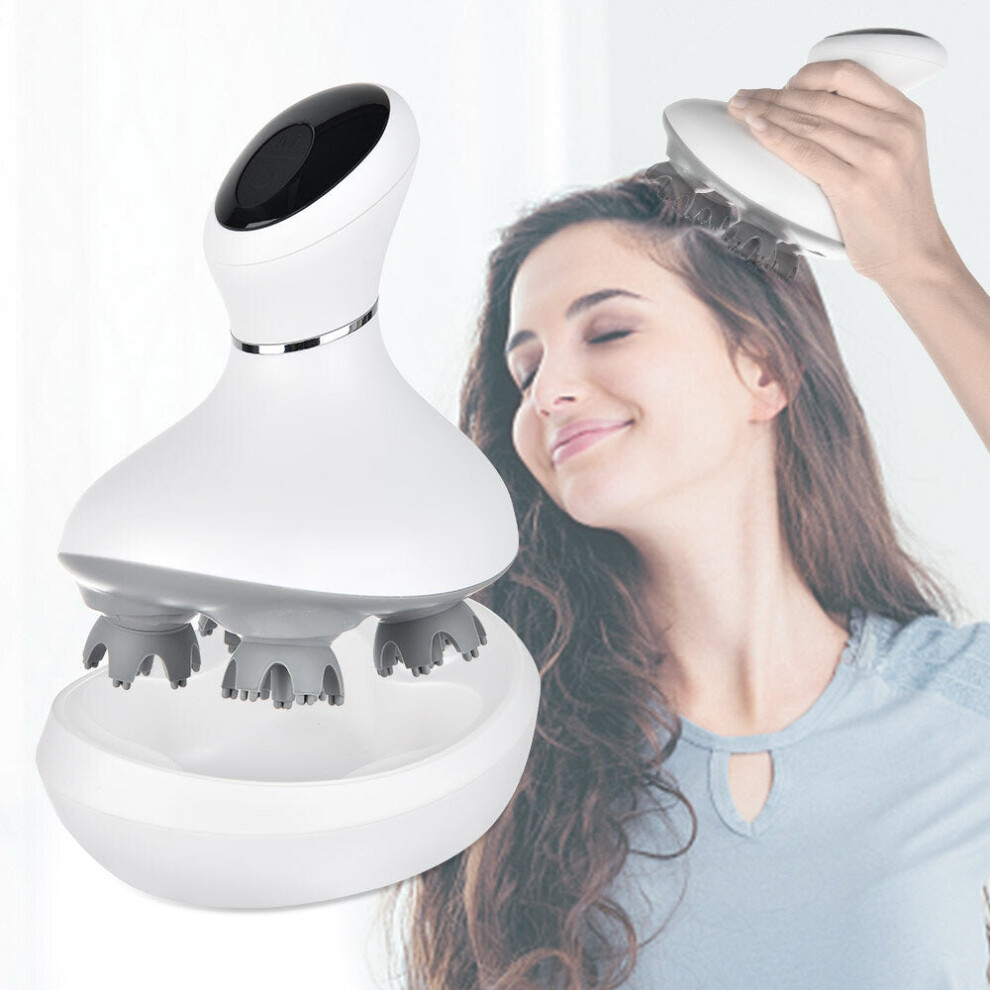 Greenzech (Type B) 3D Waterproof Electric Head Massager Wireless Vibration Scalp Massage Prevent Hair Loss Body Migraine Relieve Usb Rechargeable