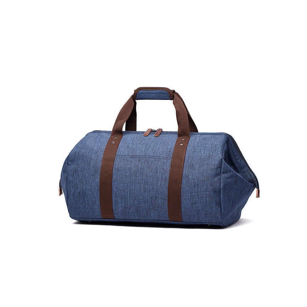 (Dark Blue) 35L Folding Travel Duffel Bag Water Resistant Polyester Sports Gym Luggage Bag Handbag Shoulder Bag