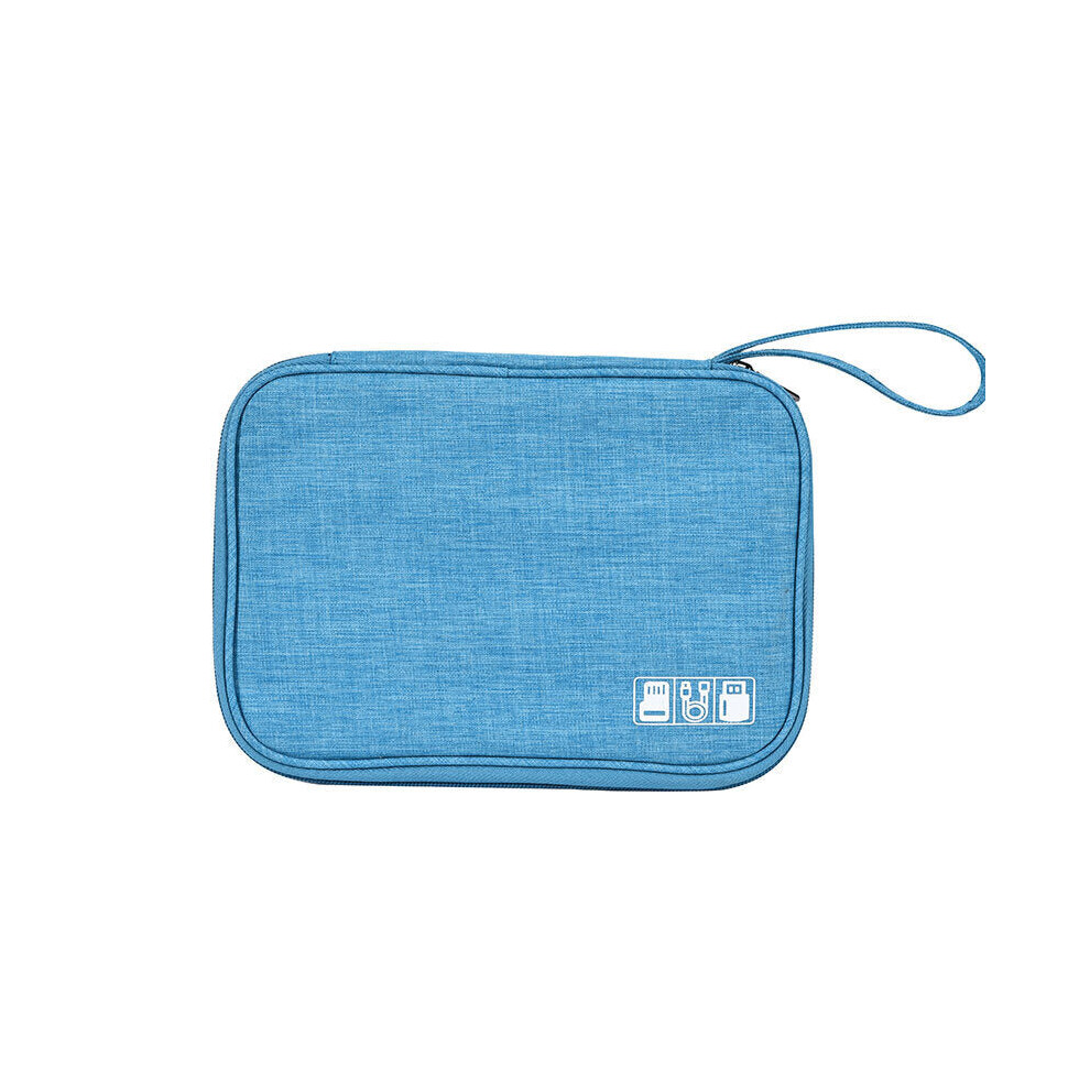 (Blue) Digital Cable Bag Multi-function USB Gadgets Wires Charger Power Battery Storage Bag Outdoor Travel