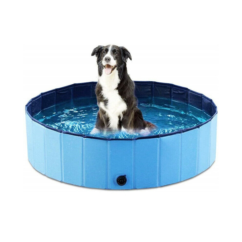 (Blue S) Pet Pool Collapsible Dog Bath Tub Outdoor Cat Dog Cleaning Supplies