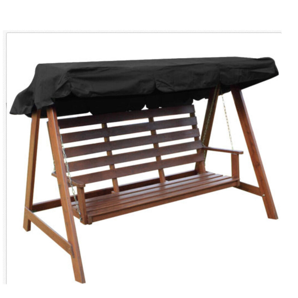 (Black, L) 2/3 Seater Garden Swing Chair Anti-UV Waterproof Replacement Canopy Spare Cover