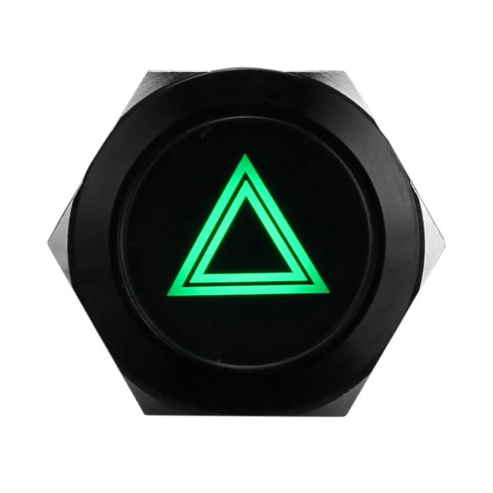 (Green) 19mm 12V LED Push Button On Off Hazard Warning Signal Light Switch For Car Lorry Boat