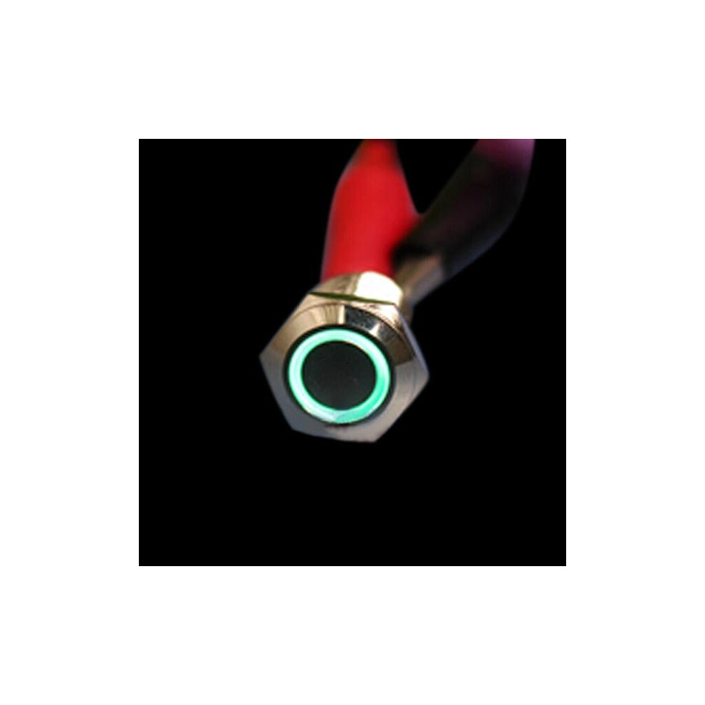 (Green) 3V 12mm Momentary Push Button Switch LED Switch Waterproof Switch