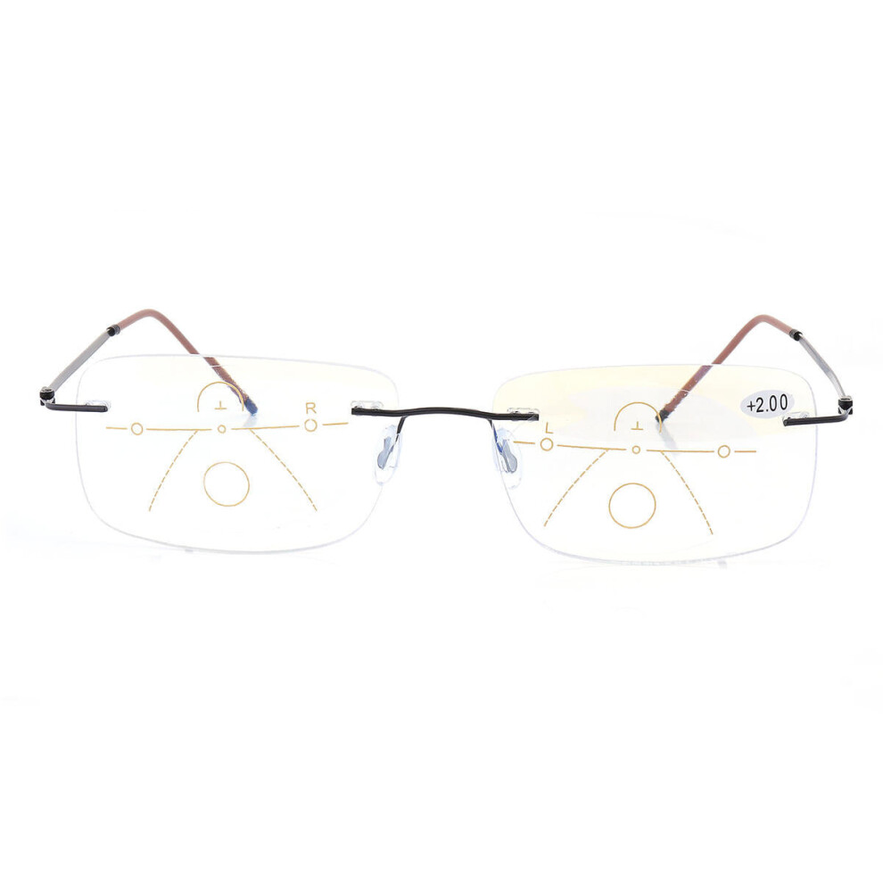 (2.5) Rimless Reading Glasses Progressive Multifocal Presbyopia Resin Lens