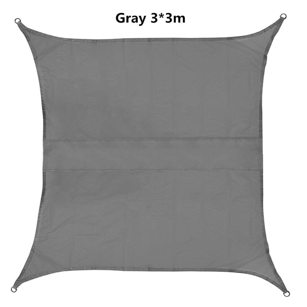 (Grey) Sun Shade Sail Waterproof 420D Oxford Polyester Canopy Cover Awning Outdoor Garden Protection