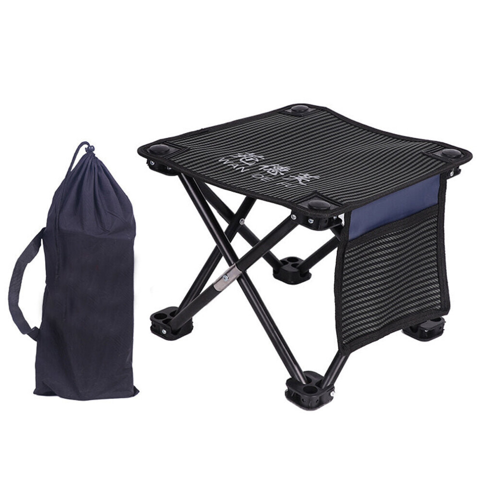 (Grey) Camping Folding Chair Fishing Stool Picnic BBQ Seats with Pocket Max Load 150kg Outdoor Travel