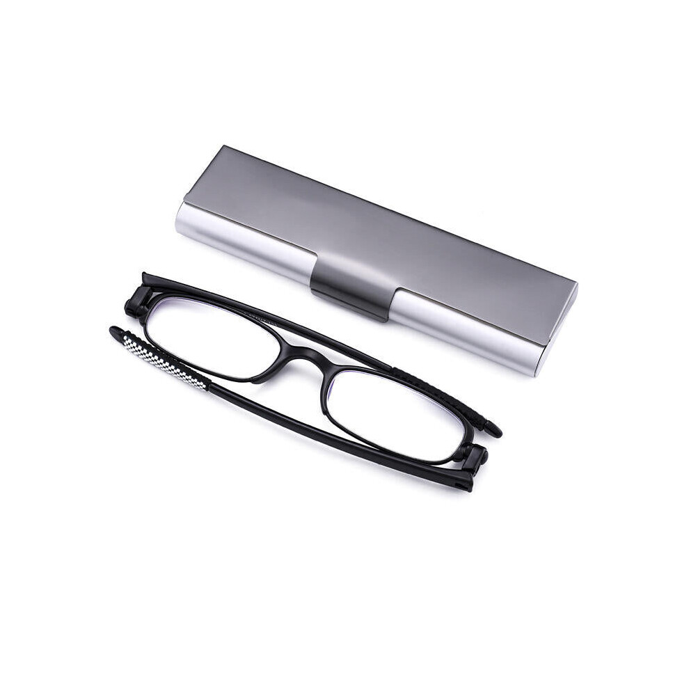 (1.5) Reading Glasses Super Light Folding Anti-Fatigue Presbyopic Black Frame