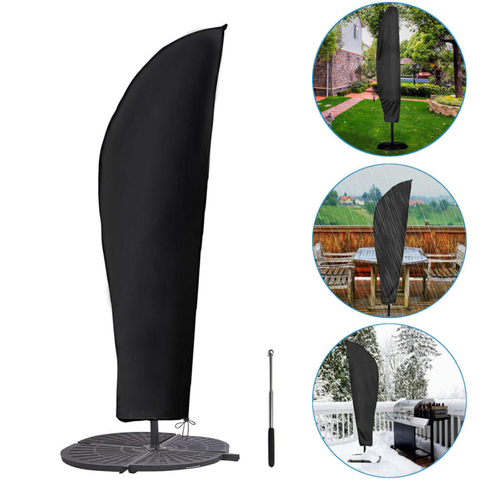 (M) Parasol Umbrella Cover Anti-UV Dust-proof Waterproof Polyester Protective Cover for Cantilever Garden Patio