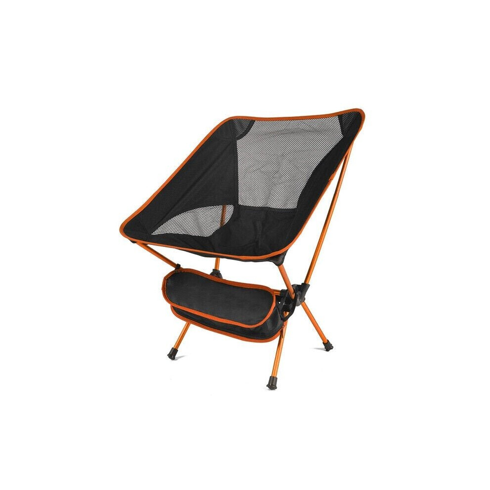 (Orange) Portable Folding Camping Chair Beach Hiking Picnic Seat Extended Fishing Tools Chair For Travel