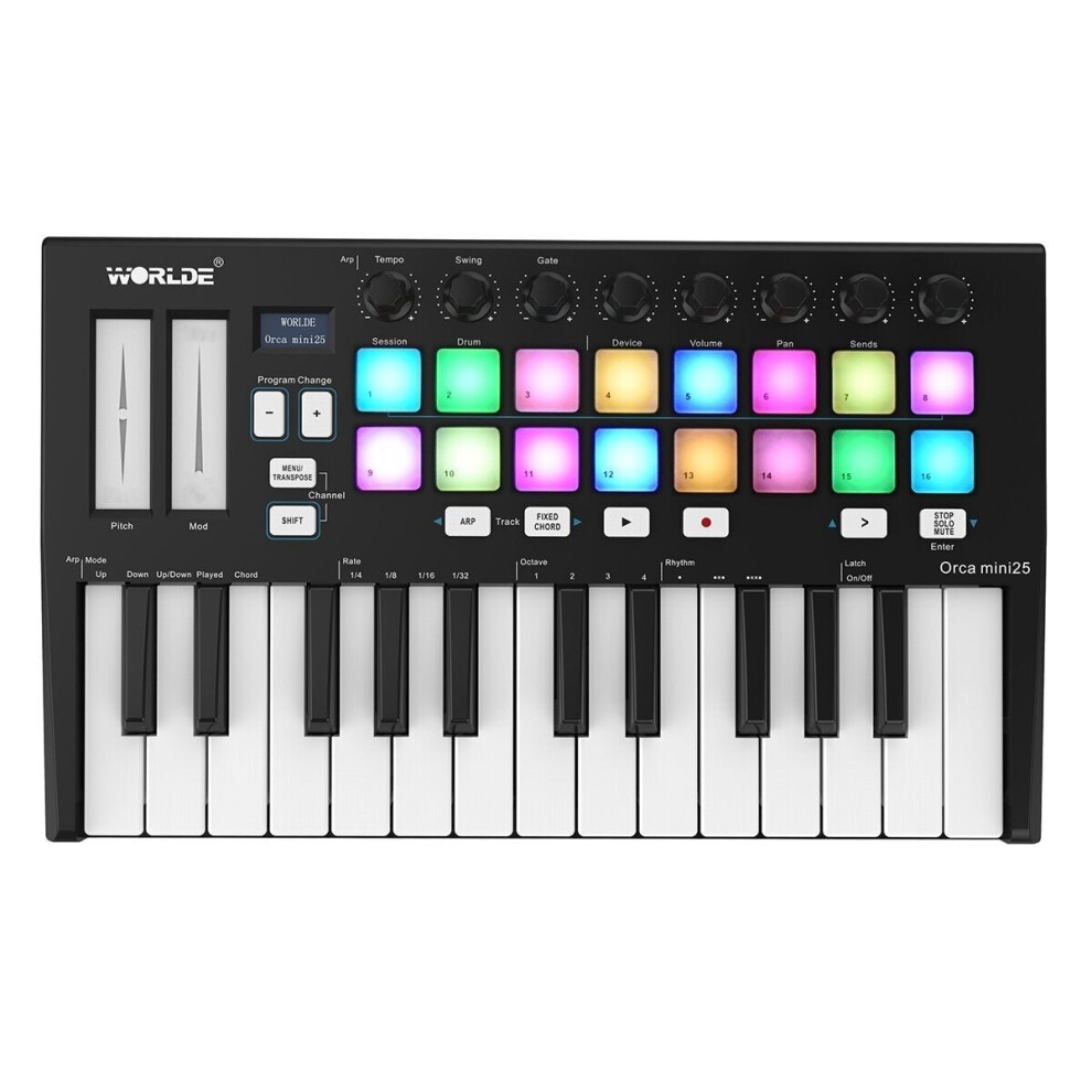 Orca Mini25 Portable 25-Key USB MIDI Keyboard Controller