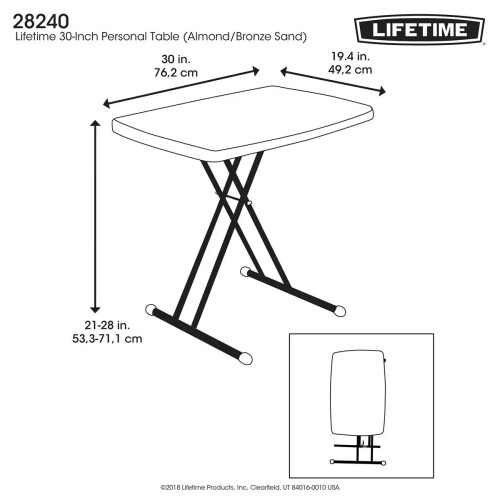 Lifetime Personal Commercial Table 30" (2.5ft), Steel Frame, 2