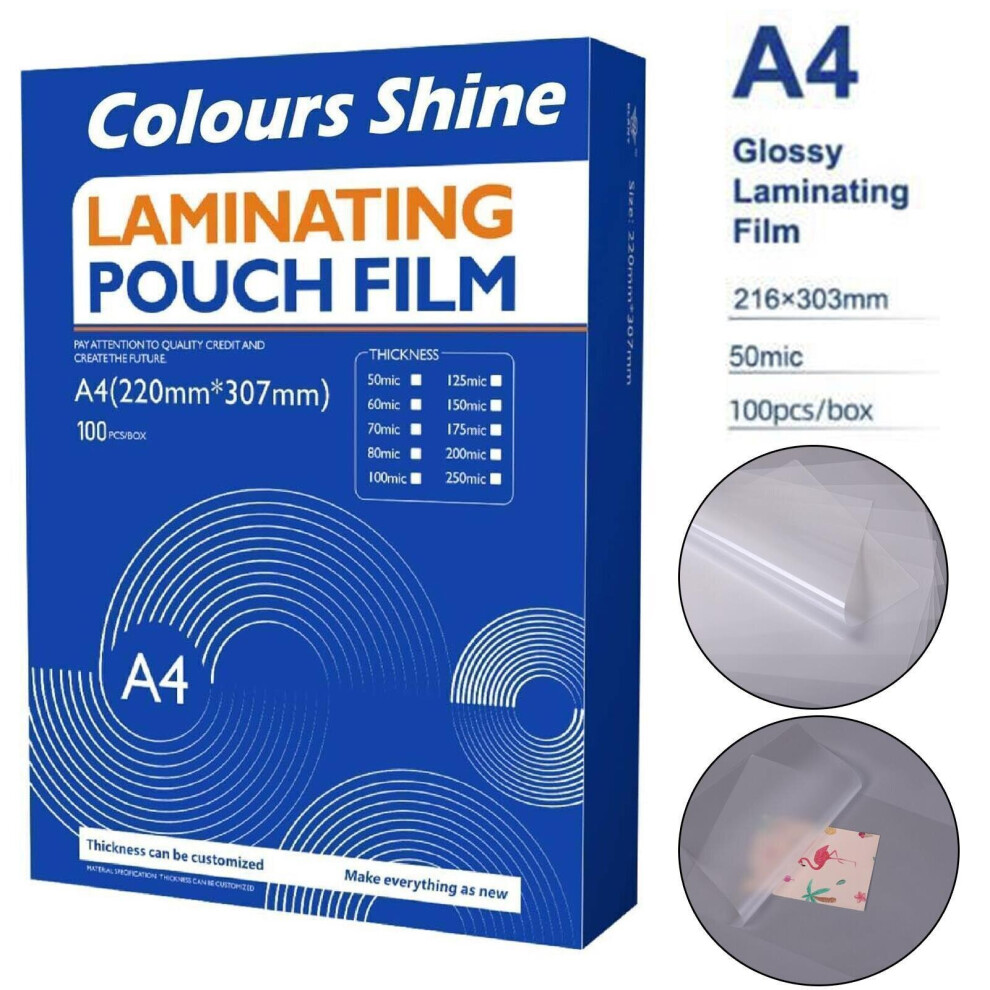 100 x A4 LAMINATING POUCHES GLOSS LAMINATE SHEETS SLEEVES 150 MICRON