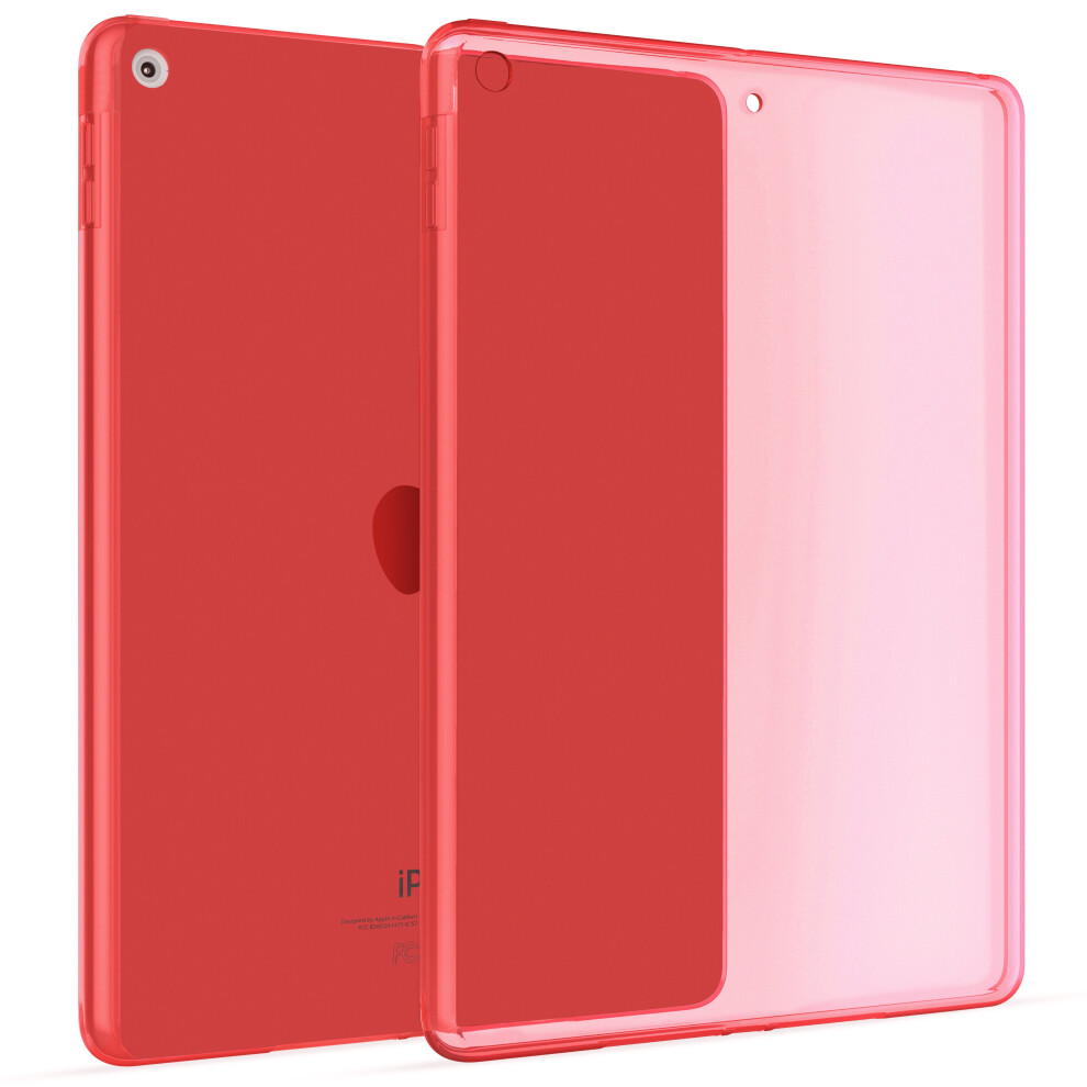 Transparent Protective Slim Silicone Cover Case For Apple iPad (10.2) (2019-2020) in Red