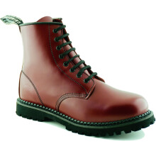 (Cherry, UK 9 / EU 43) Grinders Cedric CS Mens Red Leather 8 Eye Derby Ankle Boots