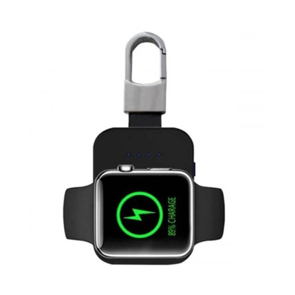 Portable Mini Key Chain Fast Wireless Charger For Apple Watch Black