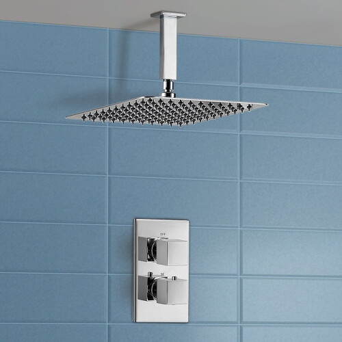 NES Home Lotus Ceiling Rainfall Shower Head with Concealed Thermostatic Control